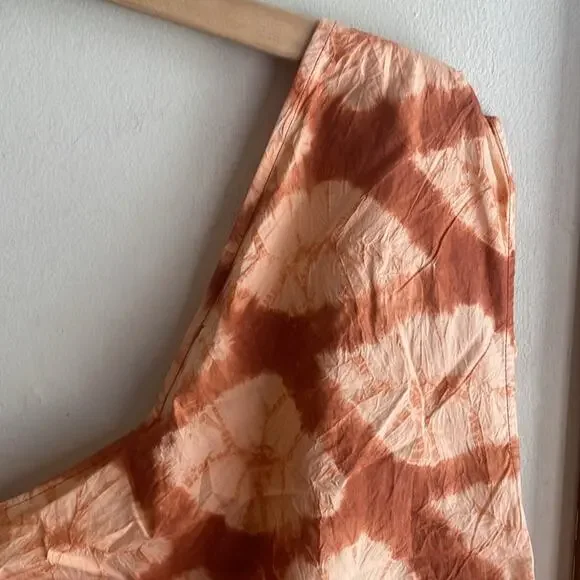 ULLA JOHNSON Senta One-Shoulder Tie Dye Stripe Cotton Top Sequoia - Picture 9 of 16